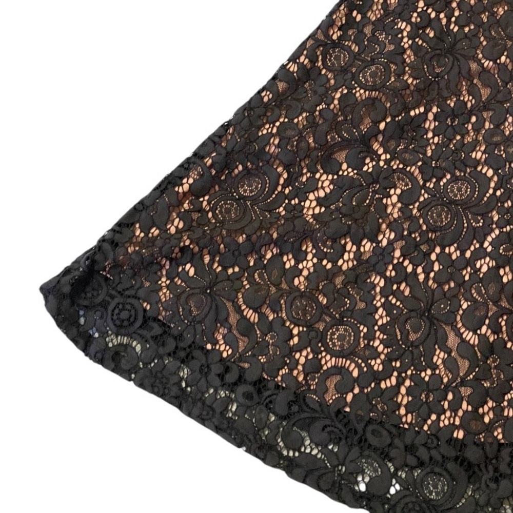 H&M Black Lace Fit & Flare Dress M Pink Lined Romantic Goth Coquette - Picture 12 of 14